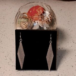NWT! Stamped 925 Sterling Silver Diamond Shaped Dangle Earrings